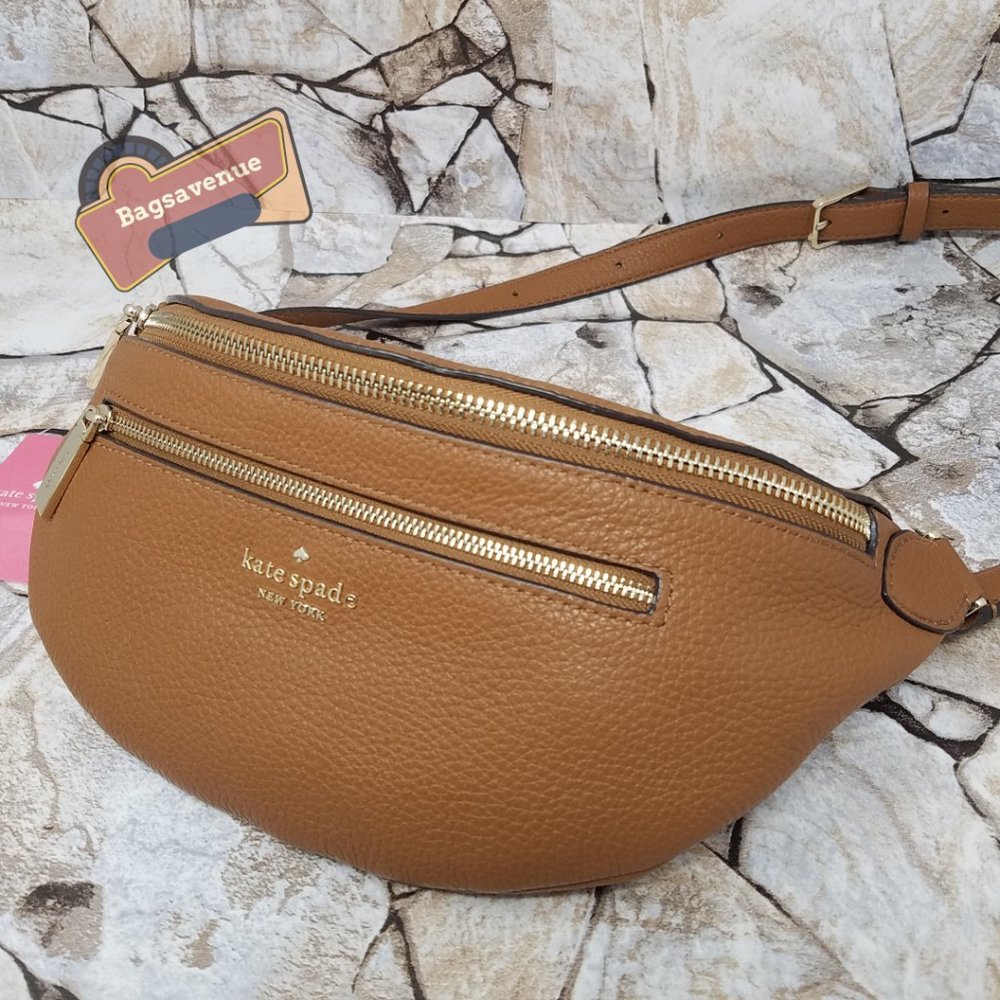 #bagsavenue Leila Belt Bag Warm Gingerbread Pebbled Leather Fanny Kate Spade - Picture 12 of 15